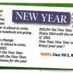 Poem titled 'New Year' composed by Yashvi of class VIII E